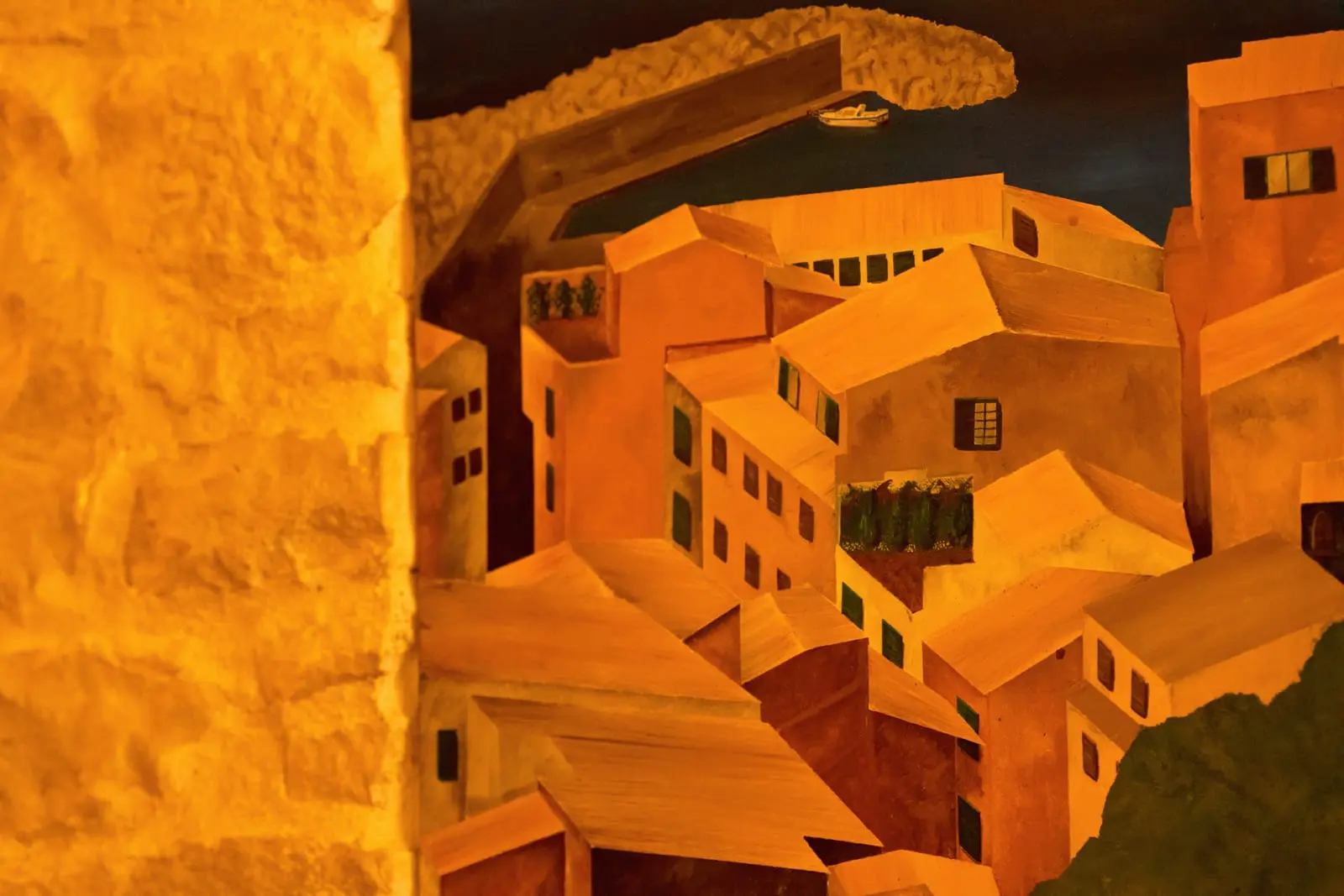 Fresque du village italien peinte dans la salle · heritage italien de Little Italy Menton