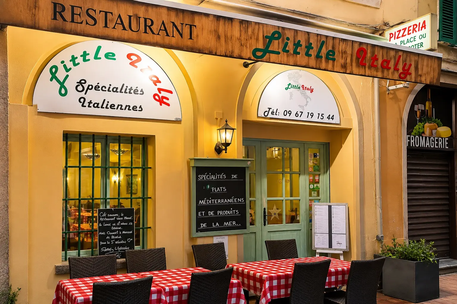 Devanture rue Piéta de soir